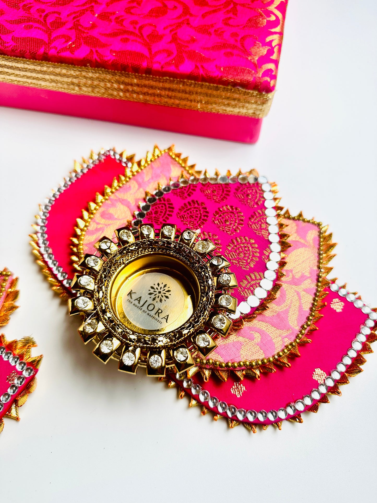 Lotus Diya in Brocade Box