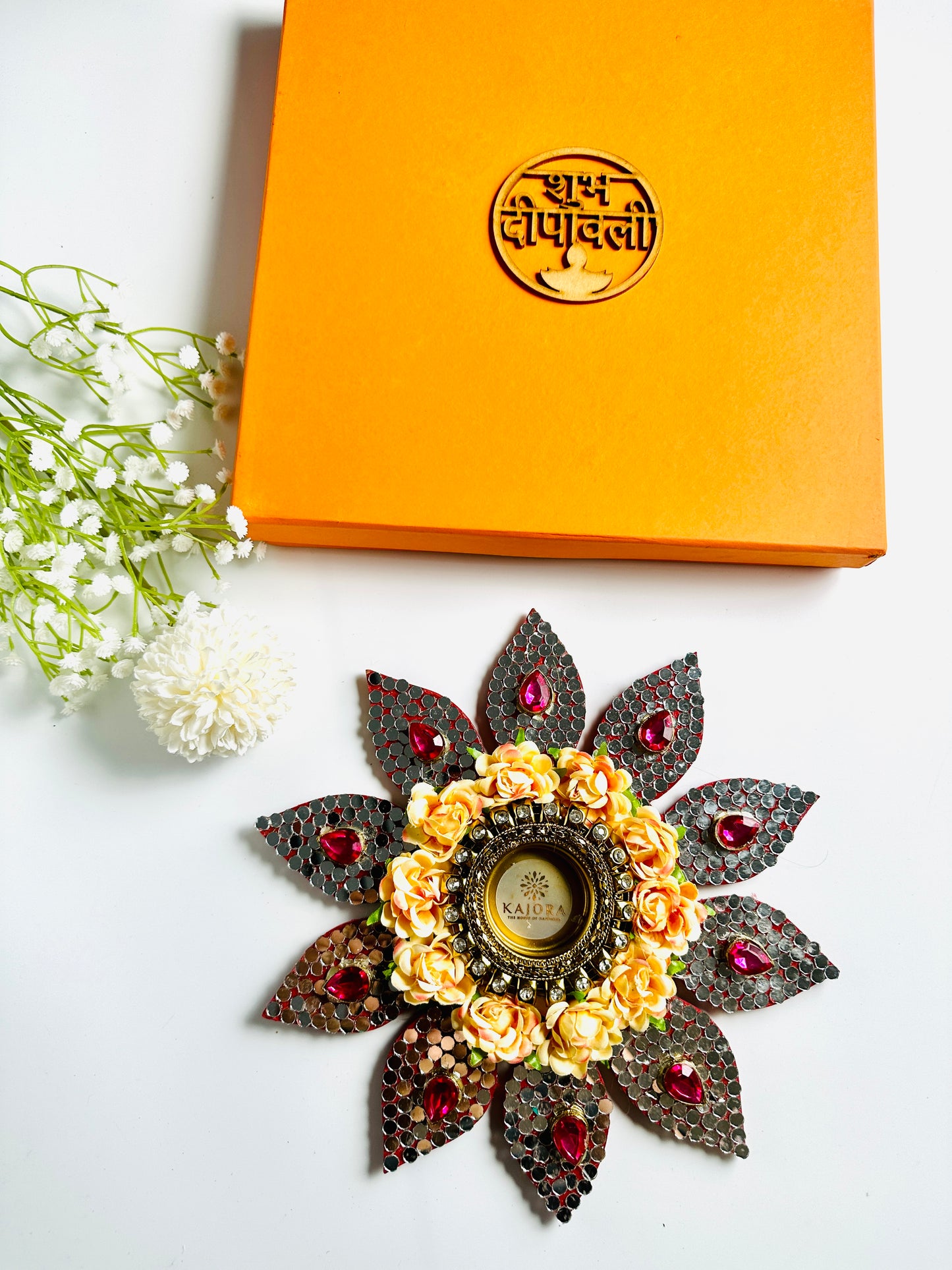 Floral Mirror Diya