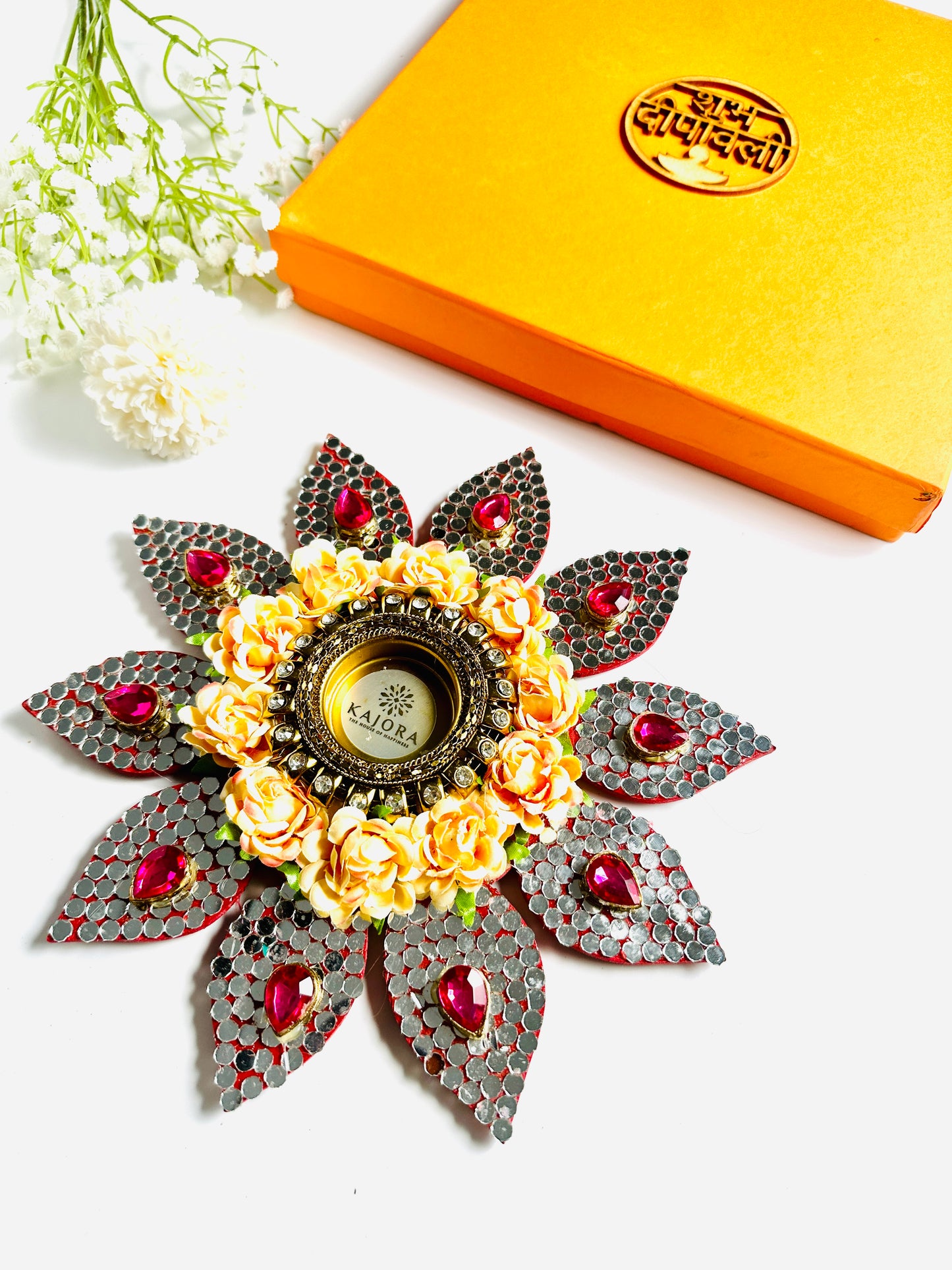 Floral Mirror Diya