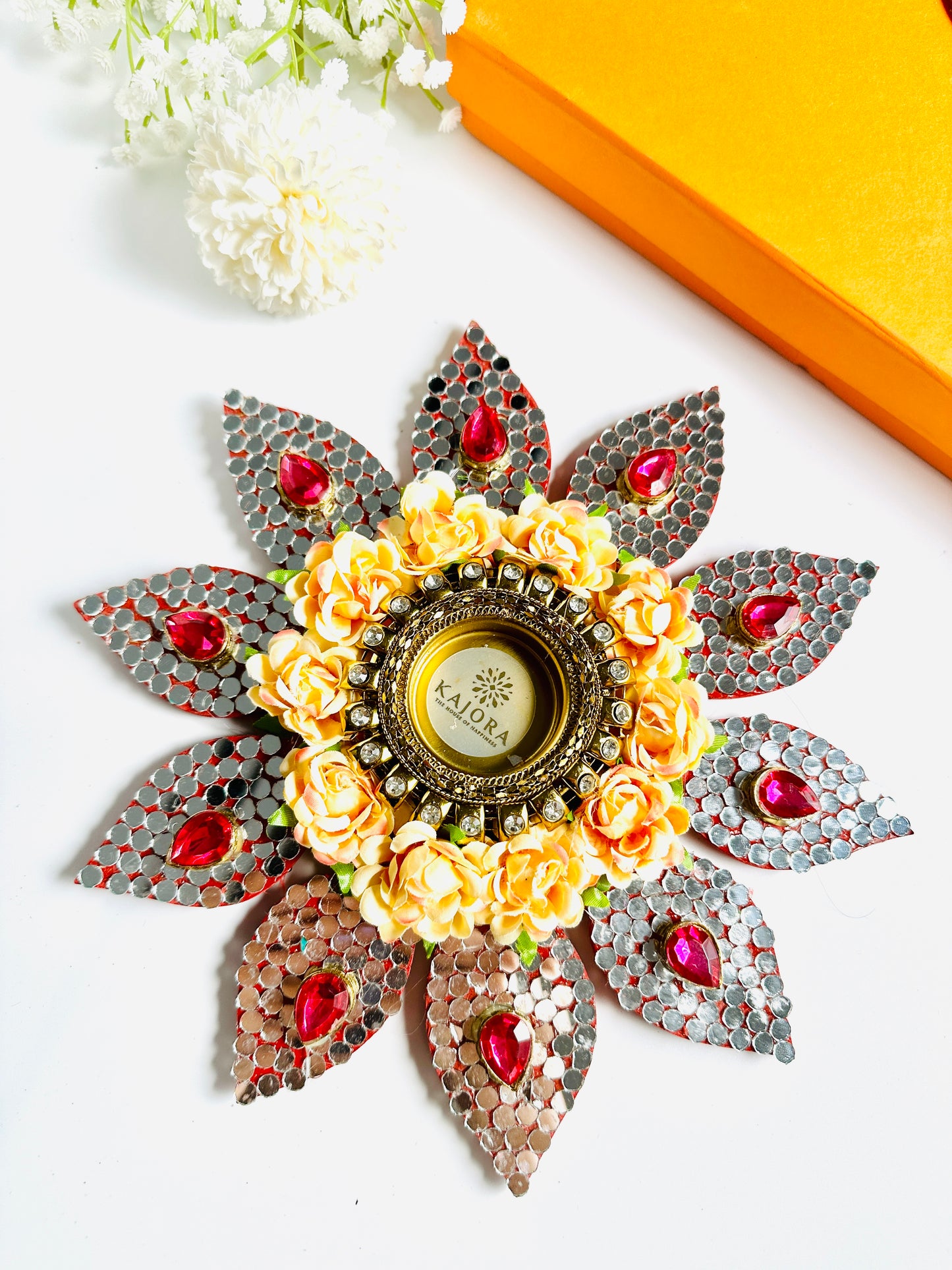 Floral Mirror Diya