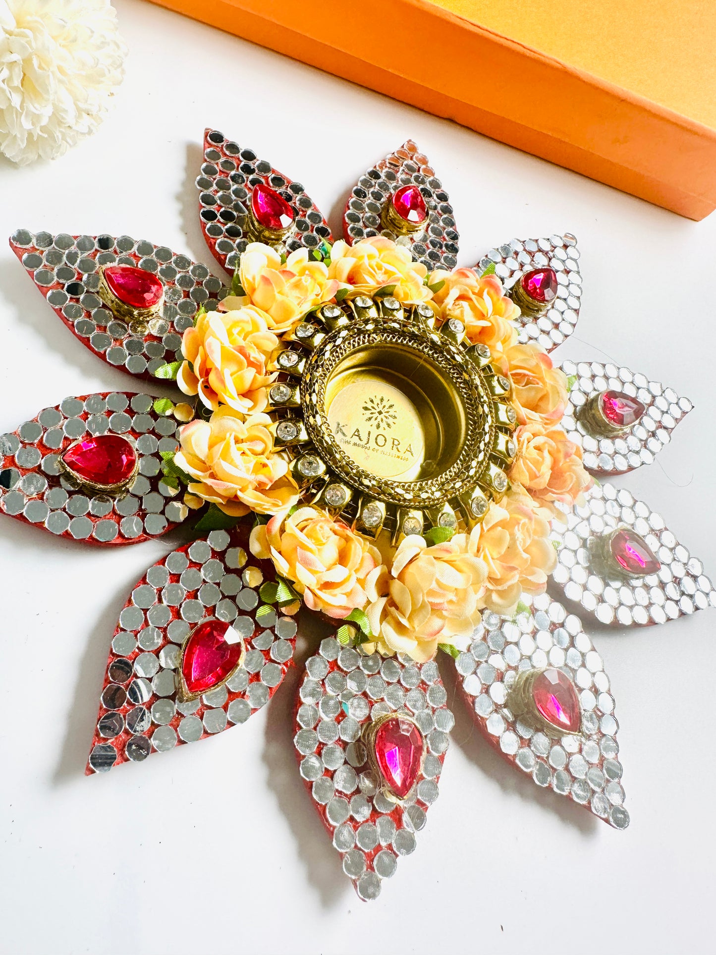 Floral Mirror Diya