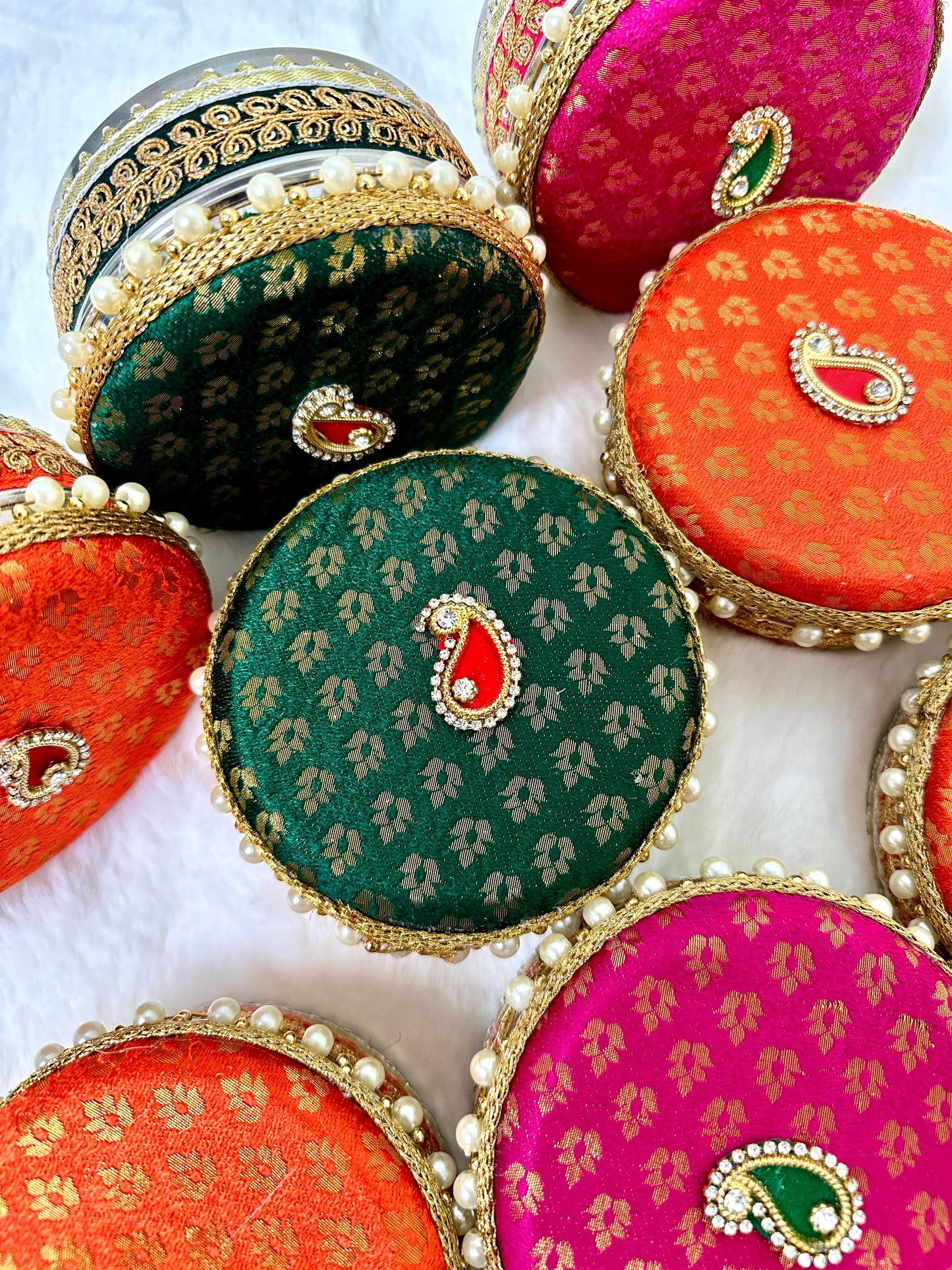Brocade Stainless Steel Ladoo Box - 250 Grams