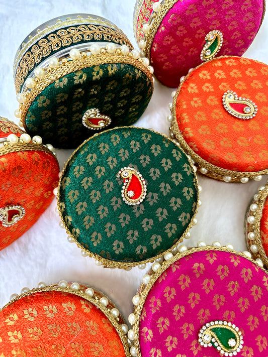 Brocade Stainless Steel Ladoo Box - 250 Grams