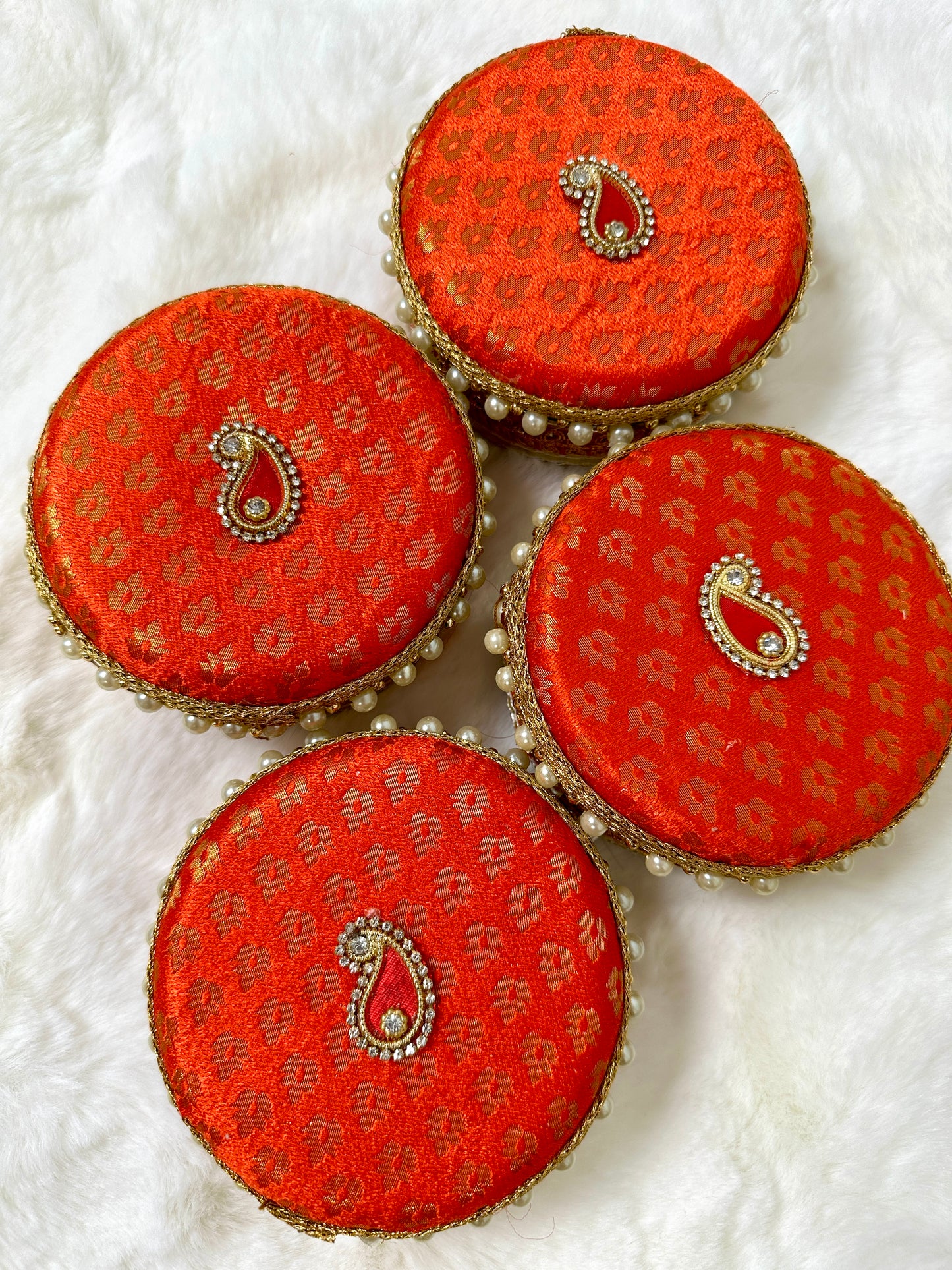 Brocade Stainless Steel Ladoo Box - 250 Grams