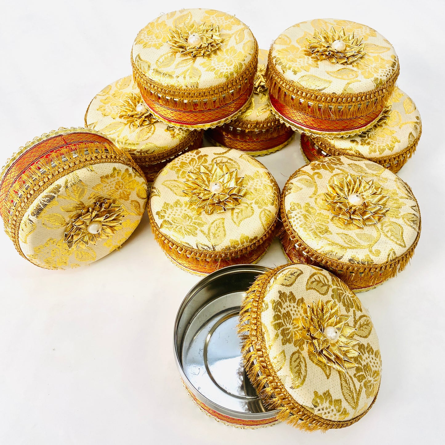 Brocade Stainless Steel Ladoo Box