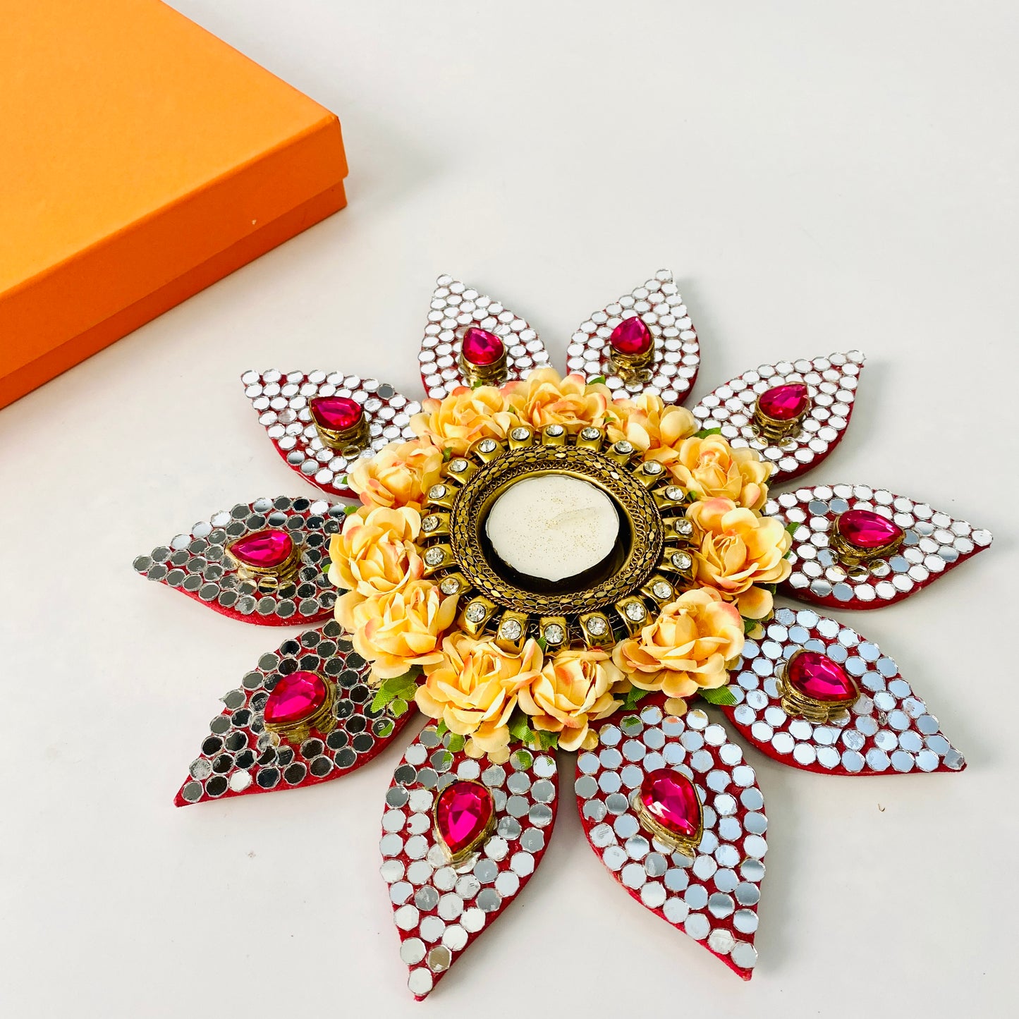 Floral Mirror Diya