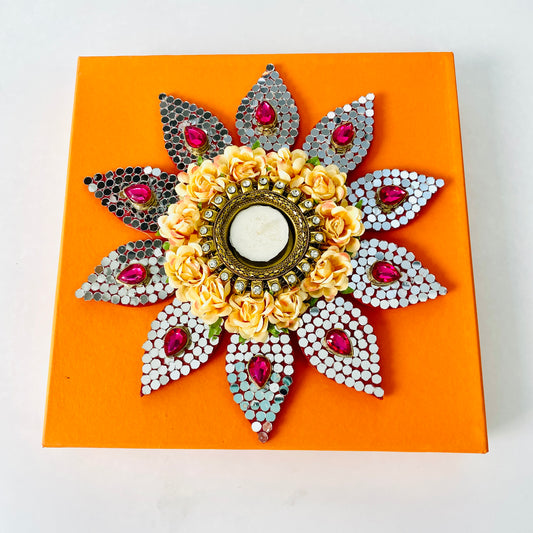 Floral Mirror Diya